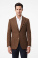 Nazef %80 Yün Gold Düğmeli Slim Fit Camel Erkek Kaşe Ceket 