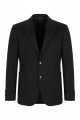Nazef %80 Yün Gümüş Düğmeli Slim Fit Siyah Erkek Kaşe Ceket