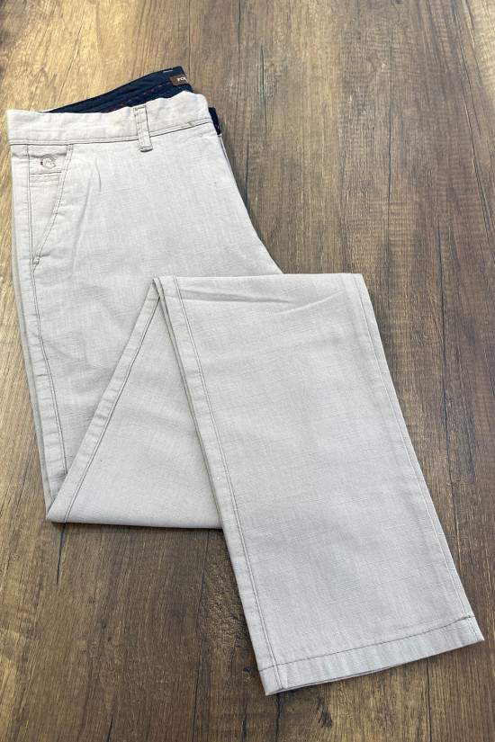 Nazef Dar Kesim Yandan Cepli Yazlık Bej Keten Pantolon 