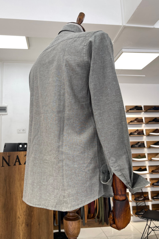 Nazef Yüksek Kalite Regular Fit Keten Açık Yeşil Gömlek 