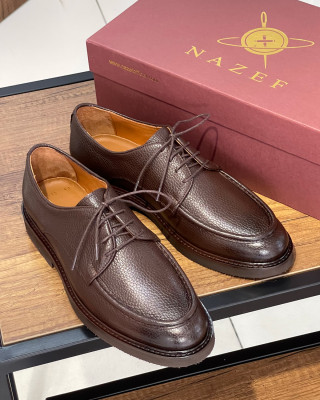 Nazef Eva Taban Bağcıklı Flotur Deri Kahverengi Günlük Ayakkabı