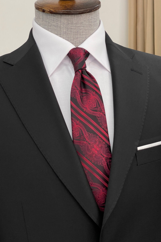 Nazef Dar Kesim Mono Yaka %44  Üstün İpek Yünü Siyah Takım Elbise