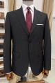 Nazef Dar Kesim Mono Yaka %44  Üstün İpek Yünü Siyah Takım Elbise