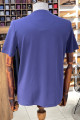 Nazef Dar Kesim Likralı Bisiklet Yaka Kısa Kollu İndigo T-Shirt 