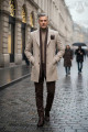 Nazef Slim Fit Swallow Collar 70% Wool Mink Color Cashmere Coat