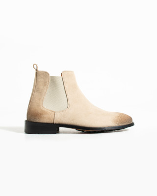 Nazef Enjeksiyon Kösele Taban Süet Deri Bej Chelsea Bot