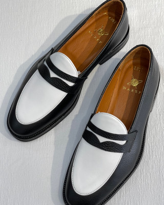 Nazef Özel Tasarım Dikişli Neolit Taban Hakiki Deri Siyah Loafer Erkek Ayakkabı