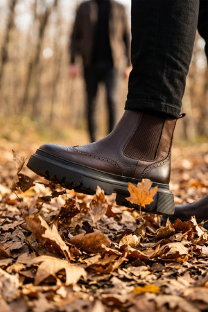 Nazef Eva Taban Kahverengi Deri Bot  ( ÖZEL TASARIM )