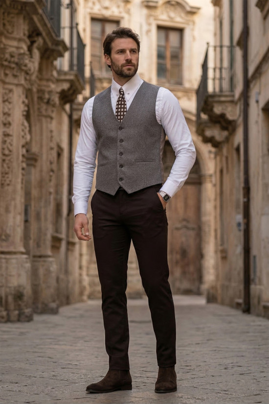 Nazef Dar Kesim Bej Yün Yelek