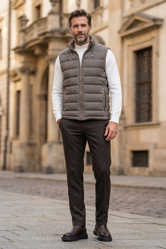 Nazef Dar Kesim Hakim Yaka Balık Sırtı Vizon Şişme Yelek