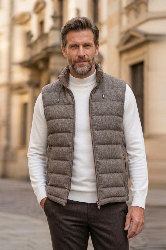 Nazef Dar Kesim Hakim Yaka Balık Sırtı Vizon Şişme Yelek