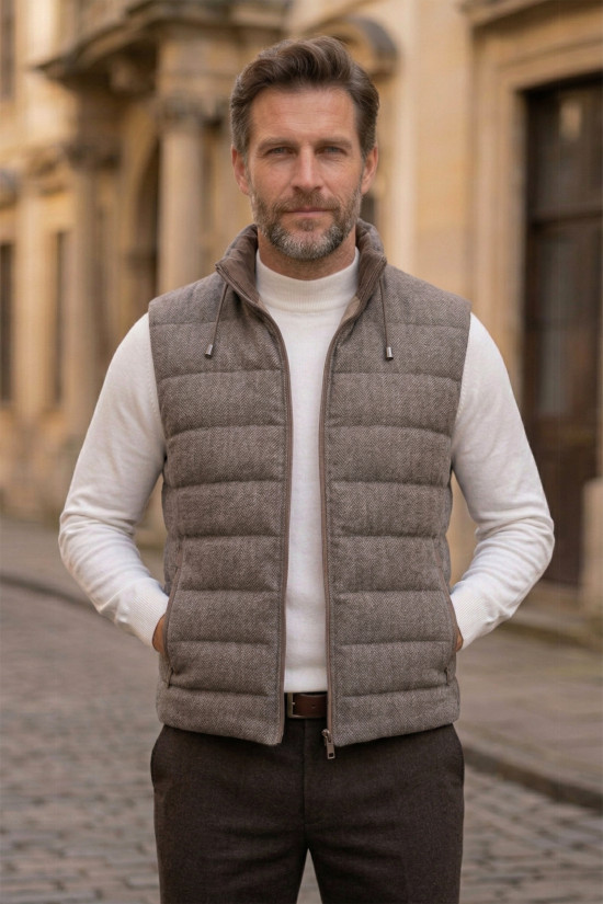 Nazef Dar Kesim Hakim Yaka Balık Sırtı Vizon Şişme Yelek