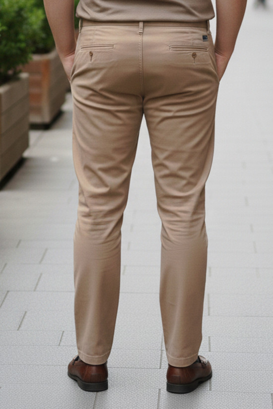 NAZEF BÜYÜK BEDEN YANDAN CEPLİ %80 PAMUK CAMEL RENK KETEN PANTOLON 