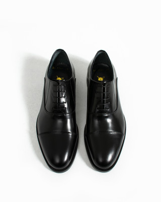 Nazef Neolit Taban Bağcıklı Açma Deri Siyah Ayakkabı 