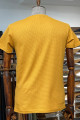 Nazef Dar Kesim Yüksek Kalite Kendinden Desenli Bisiklet Yaka Safran Likralı T-Shirt
