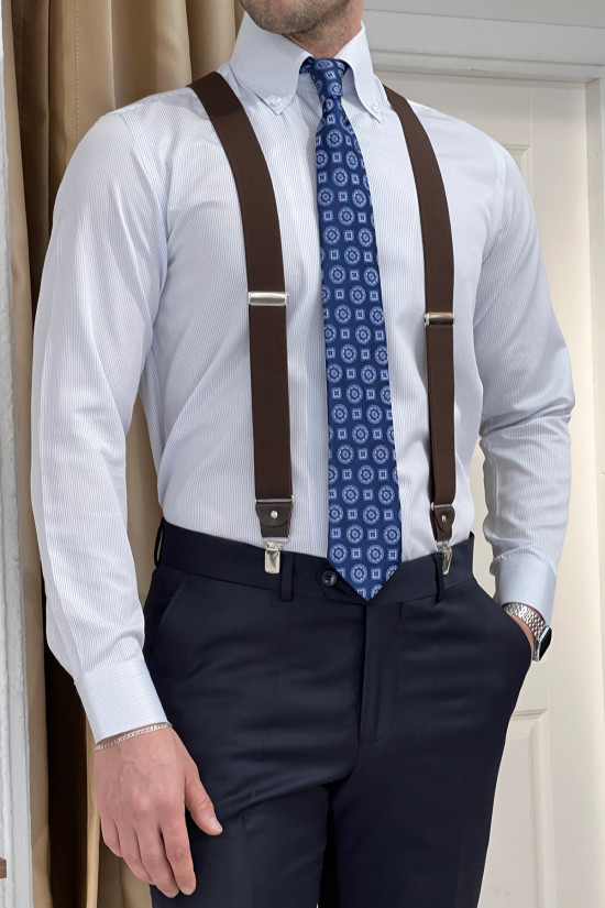 Nazef Dar Kesim Mono Yaka %44 Üstün İpek Yünü Lacivert Takım Elbise