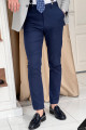 Nazef Dar Kesim Yandan Cepli Yazlık Lacivert Keten Pantolon 