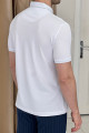 Nazef Dar Kesim Triko Yaka Fermuarlı Kısa Kollu Pamuk Beyaz T-Shirt 