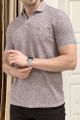 Nazef Dar Kesim İtalyan Polo Yaka Desenli Kahverengi Kısa Kollu T-Shirt 