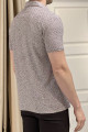 Nazef Dar Kesim İtalyan Polo Yaka Desenli Kahverengi Kısa Kollu T-Shirt 