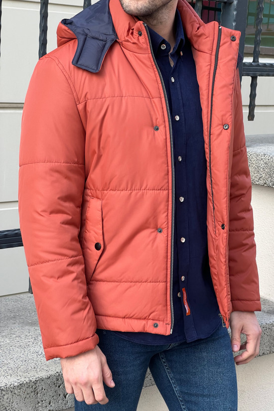 Nazef Dar Kesim Özel Tasarım Kapüşonlu Kapitone Spor Kışlık Kiremit Mont ( Su geçirmez ) 