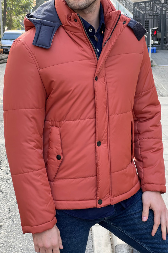 Nazef Dar Kesim Özel Tasarım Kapüşonlu Kapitone Spor Kışlık Kiremit Mont ( Su geçirmez ) 