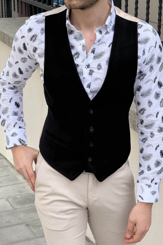 Nazef Dar Kesim Lacivert Yün Yelek