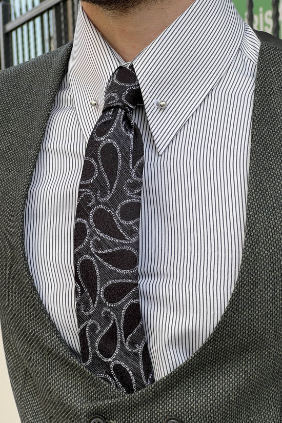 Nazef Dar Kesim Yeşil Kruvaze Yün Yelek