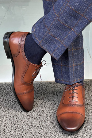 Nazef Neolit Taban Bağcıklı Deri Taba Klasik Ayakkabı