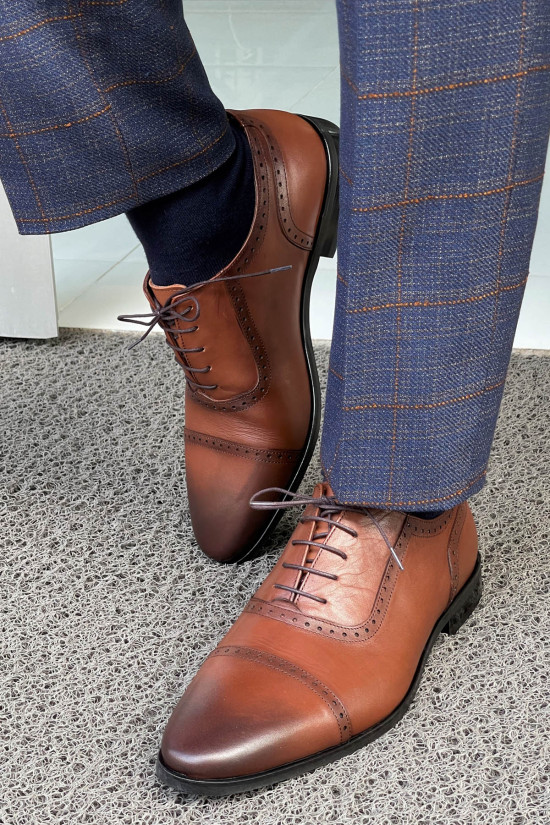 Nazef Neolit Taban Bağcıklı Deri Taba Klasik Ayakkabı