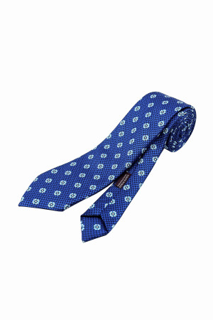 Nazef Handmade Patterned Micro Fiber Blue Tie Handkerchief