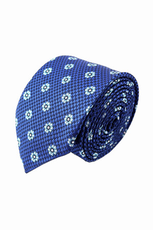 Nazef Handmade Patterned Micro Fiber Blue Tie Handkerchief