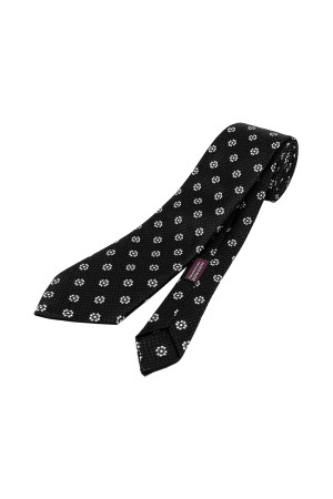 Nazef Handmade Patterned Micro Fiber Black Tie Handkerchief