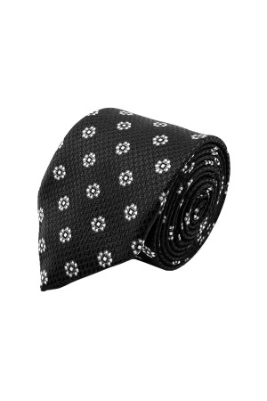 Nazef Handmade Patterned Micro Fiber Black Tie Handkerchief