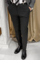 Nazef Yüksek Kalite  Dar Kesim Yan Cep Flanel Yünlü Erkek Antrasit Kumaş Pantolon 