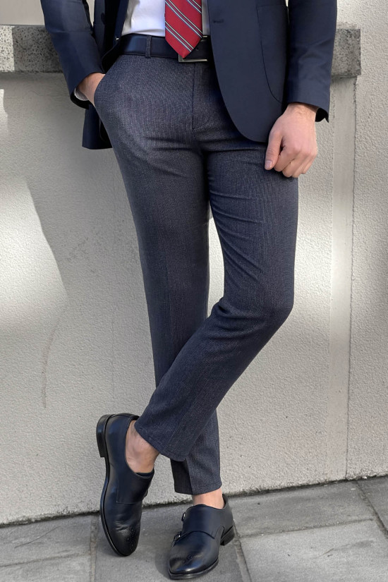 Nazef Dar Kesim Yüksek Kalite Bilek Üstü Yan Cep Lacivert Kumaş Pantolon