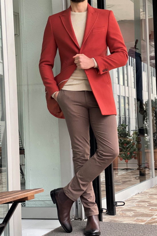 Nazef Dar Kesim Kiremit Sivri Yaka Yün Kaban