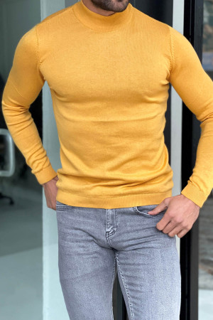 Nazef Dar Kesim Sarı Yarım Balıkçı Triko Kazak