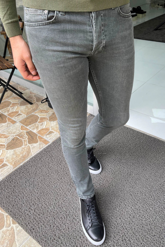 Nazef Dar Kesim Haki Denim Pantolon 